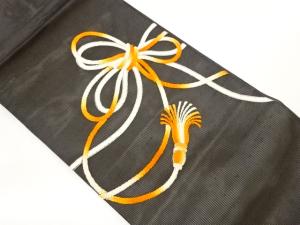 紗 金駒刺繍組紐模様名古屋帯